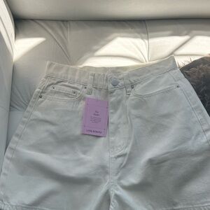 Cream Jean Shorts Casual Style